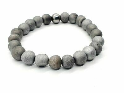Bracelet Agate vaporisée argent, 8 mm