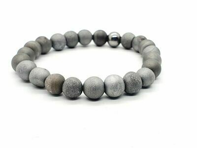 Bracelet Agate vaporisée argent, 8 mm