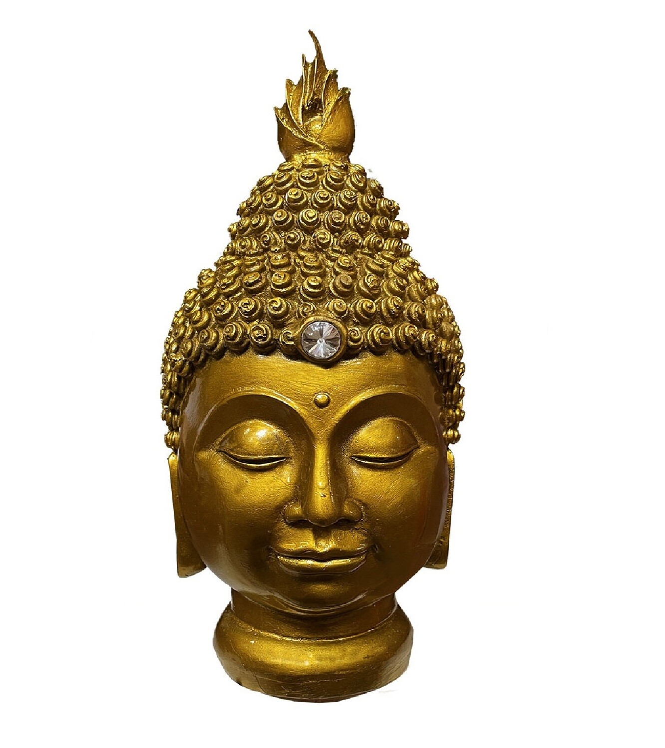 Tête de Bouddha résine Or Antique 31cm