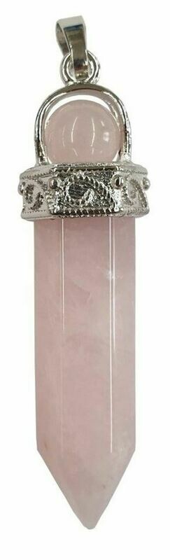 Pendentif pointe de quartz rose