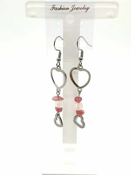 Boucles d&#39;oreilles Quartz rose et tourmaline rose