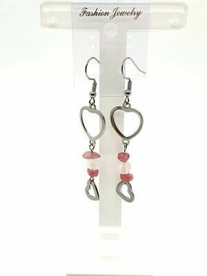 Boucles d&#39;oreilles Quartz rose et tourmaline rose
