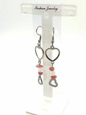 Boucles d'oreilles Quartz rose et tourmaline rose