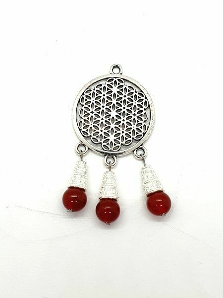 Pendentif fleur de vie et Cornaline