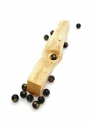 Obsidienne naturelle sculpté Om Mamni Padme Hum 6 mm - Perles