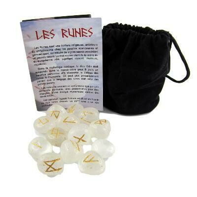 Set de 25 pierres runiques - Cristal de roche de qualité