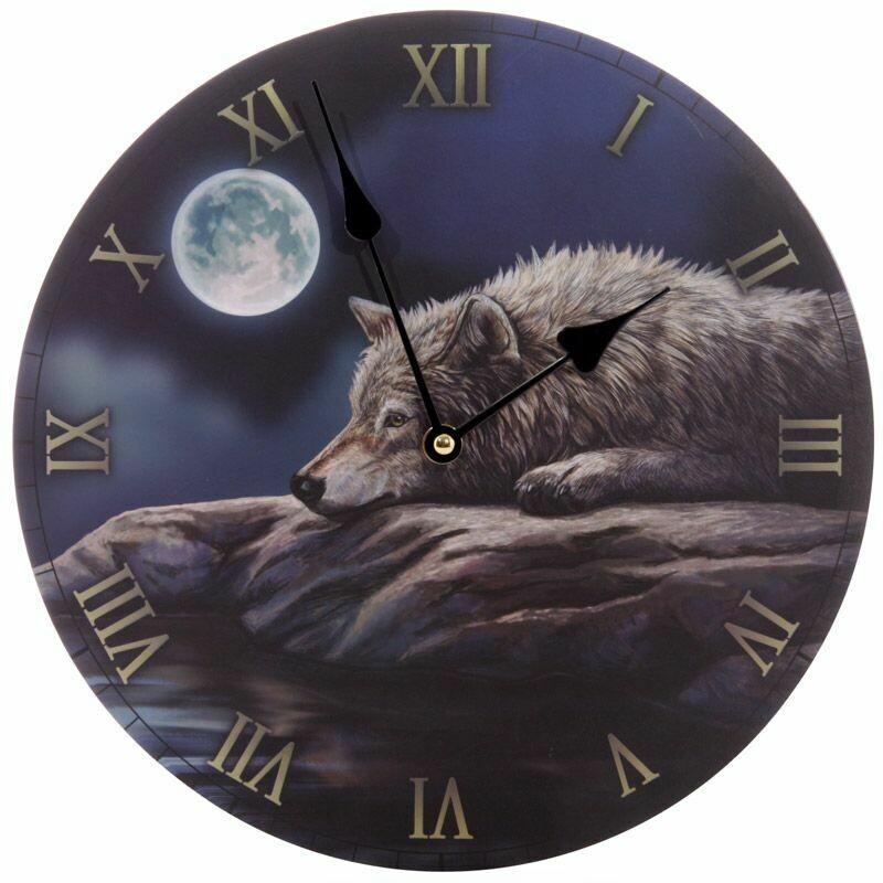 Horloge Imprimée - Loup Dans La Nuit Paisible Lisa Parker
