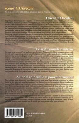 Orient et occident et crise du monde moderne