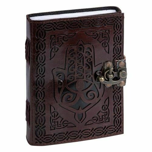 Grimoire avec serrure en cuir ajoure avec Main de Fatima