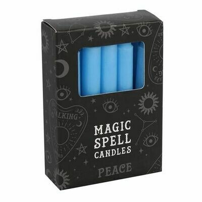 Lot de 12 bougies rituels - Bleu clair Paix
