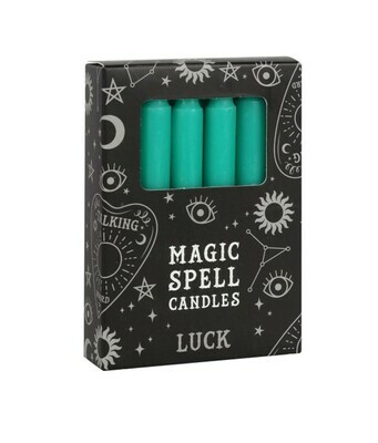 Lot de 12 bougies rituels - Vert Chance