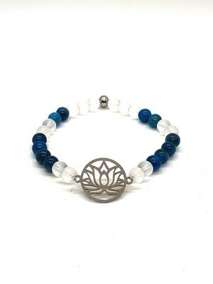 Bracelet Apatite et Cristal de Roche, 6 mm
