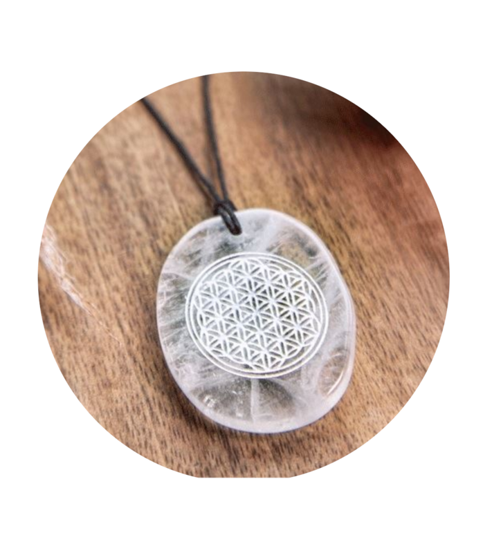Amulette revitalisante, Fleur de vie - Cristal de roche​