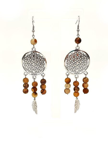 Boucles d&#39;oreilles Jaspe Paysage, 6 mm