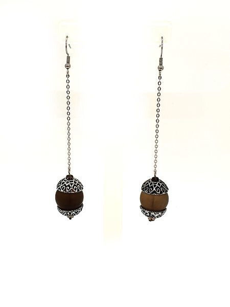 Boucles d&#39;oreilles Quartz Fumé, 4 mm facetté et 16 mm mat