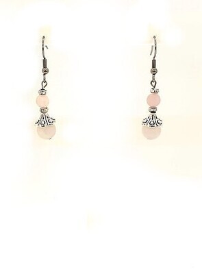 Boucles d&#39;Oreilles Quartz rose, 6 et 8 mm