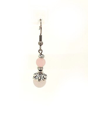 Boucles d'Oreilles Quartz rose, 6 et 8 mm