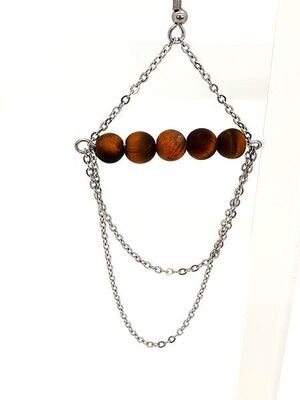 Boucles d'oreilles Oeil de tigre mat 6 mm