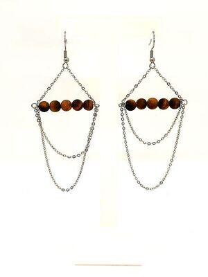 Boucles d&#39;oreilles Oeil de tigre mat 6 mm