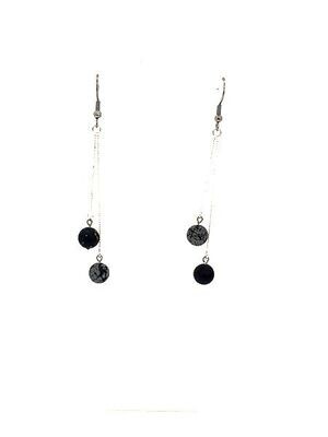 Boucles d&#39;oreilles Obsidienne flocon de Neige mat, 8 mm