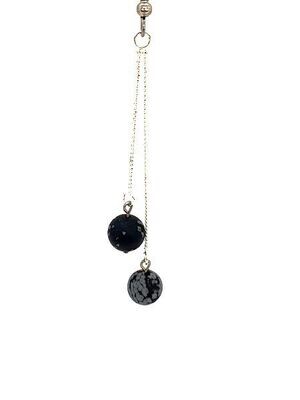 Boucles d'oreilles Obsidienne flocon de Neige mat, 8 mm