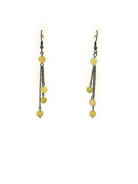 Boucles d&#39;oreilles en Jade de chine mat, 6 mm