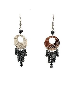 Boucles d&#39;oreilles Hématite, 4 mm et coeur