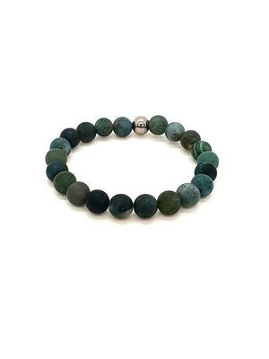Bracelet Agate Mousse mat, 8mm