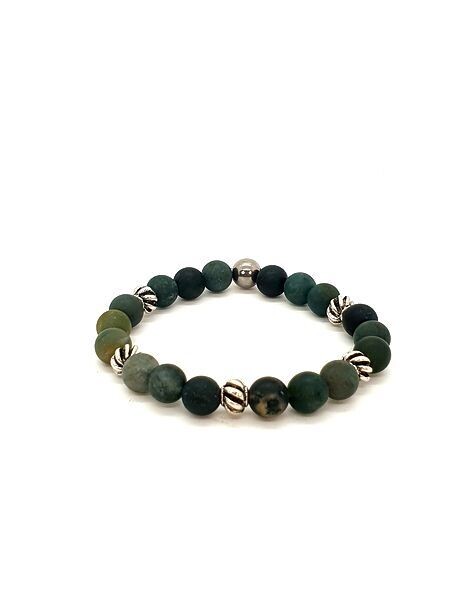 Bracelet Agate Mousse mat, 8 mm