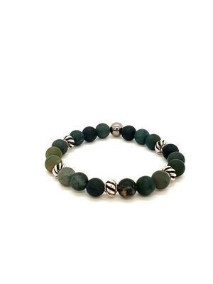Bracelet Agate Mousse mat, 8 mm