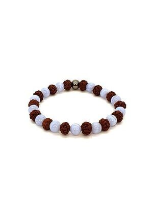 Bracelet Calcédoine et rudraksha, 8 mm