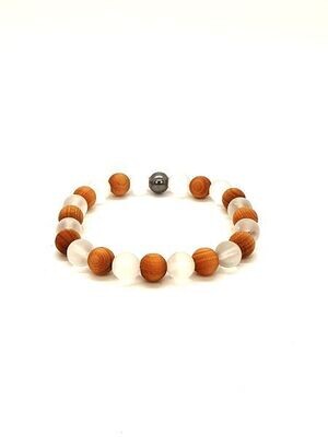 Bracelet Cristal de roche, mala cèdre, mat 8 mm