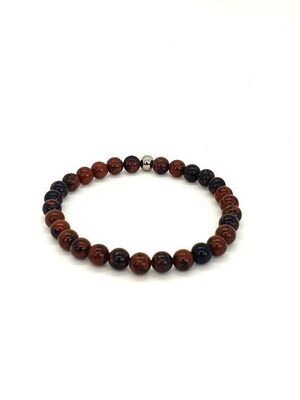 Bracelet Obsidienne Acajou, 6 mm