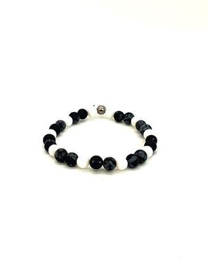 Bracelet Flocon de Neige et magnésite, 6 mm