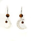 Boucles d&#39;oreilles Oeil de Tigre et Lune