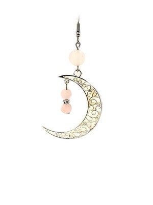 Boucles d'oreilles Quartz Rose mat Lune, 6 et 8 mm