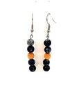 Boucles d&#39;oreilles Obsidienne Flocon de neige et bois de cèdre, 6 mm