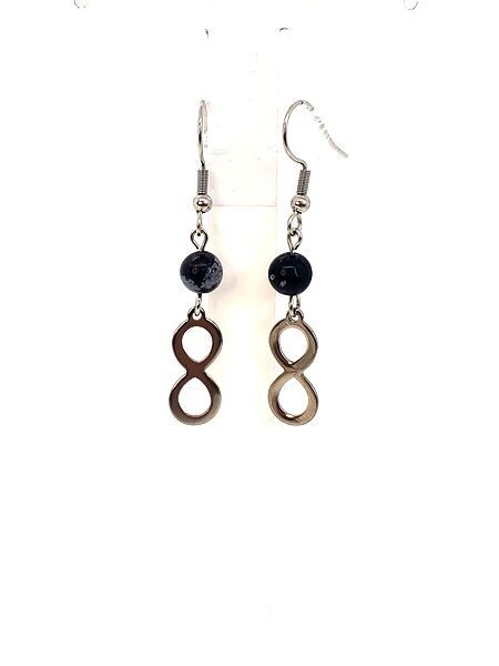 Boucles d&#39;oreilles Obsidienne Flocon de Neige, 6 mm