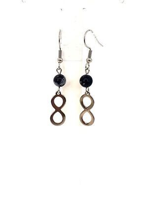 Boucles d&#39;oreilles Obsidienne Flocon de Neige, 6 mm