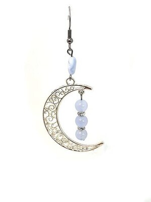 Boucles d'oreilles calcédoine bleue, 6 mm