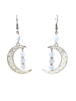 Boucles d&#39;oreilles calcédoine bleue, 6 mm