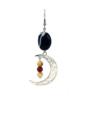 Boucles d'Oreilles Sardonyx et Mookaïte, 15x20mm et 6 mm