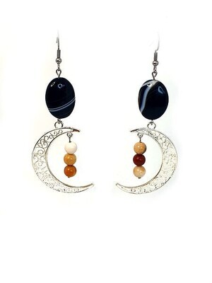 Boucles d&#39;Oreilles Sardonyx et Mookaïte, 15x20mm et 6 mm