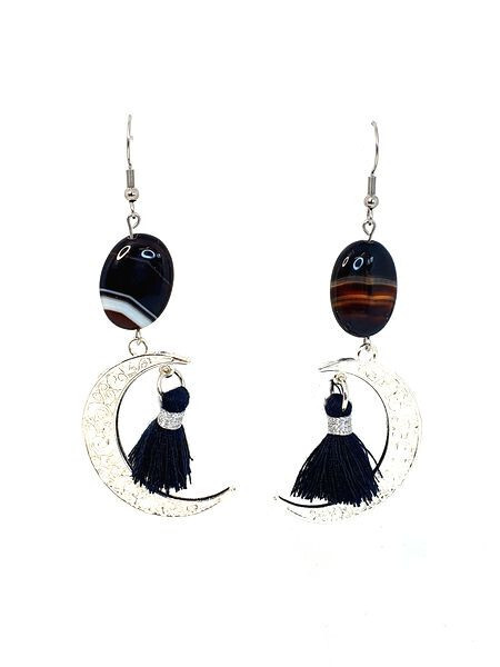 Boucles d&#39;oreilles Sardonyx, 15x20 mm