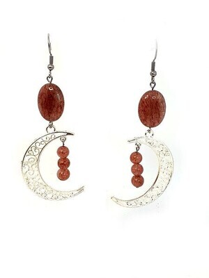 Boucles d&#39;oreilles Quartz Hématoïde, 13x18 mm et 6 mm