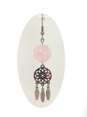 Boucles d'oreilles Quartz Rose, 14 mm