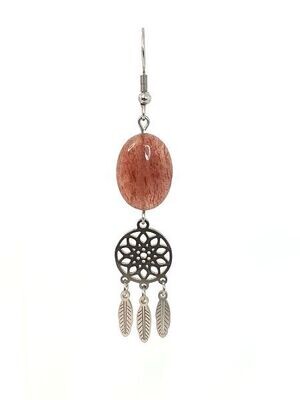 Boucles d'oreilles Quartz Hématoïde, 13x18 mm