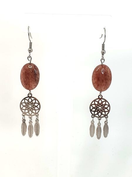 Boucles d&#39;oreilles Quartz Hématoïde, 13x18 mm