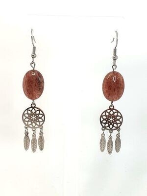 Boucles d&#39;oreilles Quartz Hématoïde, 13x18 mm
