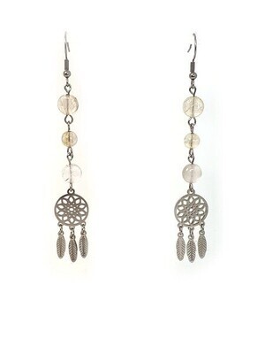 Boucles d'Oreilles Quartz Rutile, 6 et 8 mm